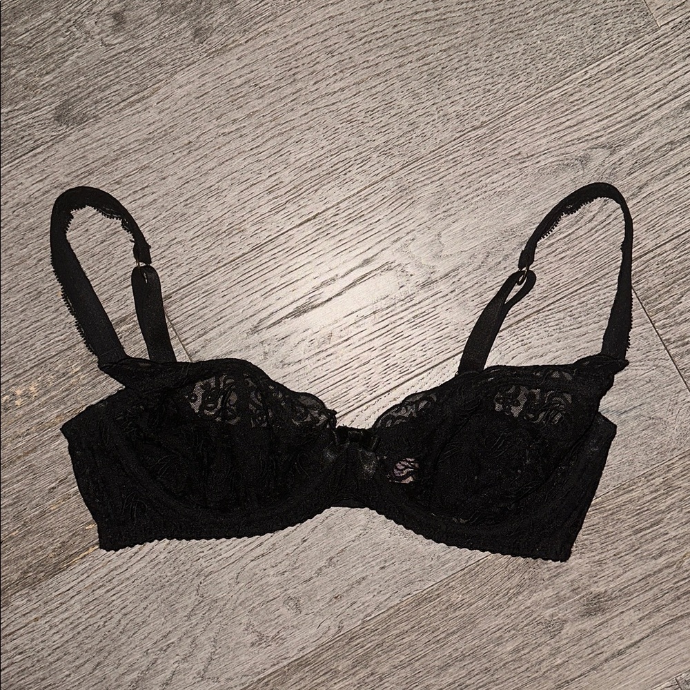 Agent Provocateur Unlined Black Lace Balconette Bra Size 34E / 34DD